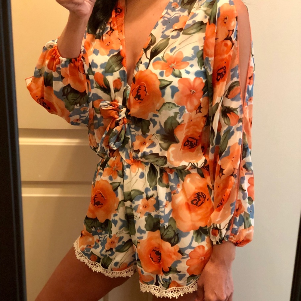 NWT Papaya Floral Romper